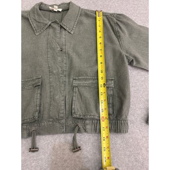 Splendid Breck Utility Jacket Soft Green Linen Blend XS Cropped Lightweight - Picture 7 of 10